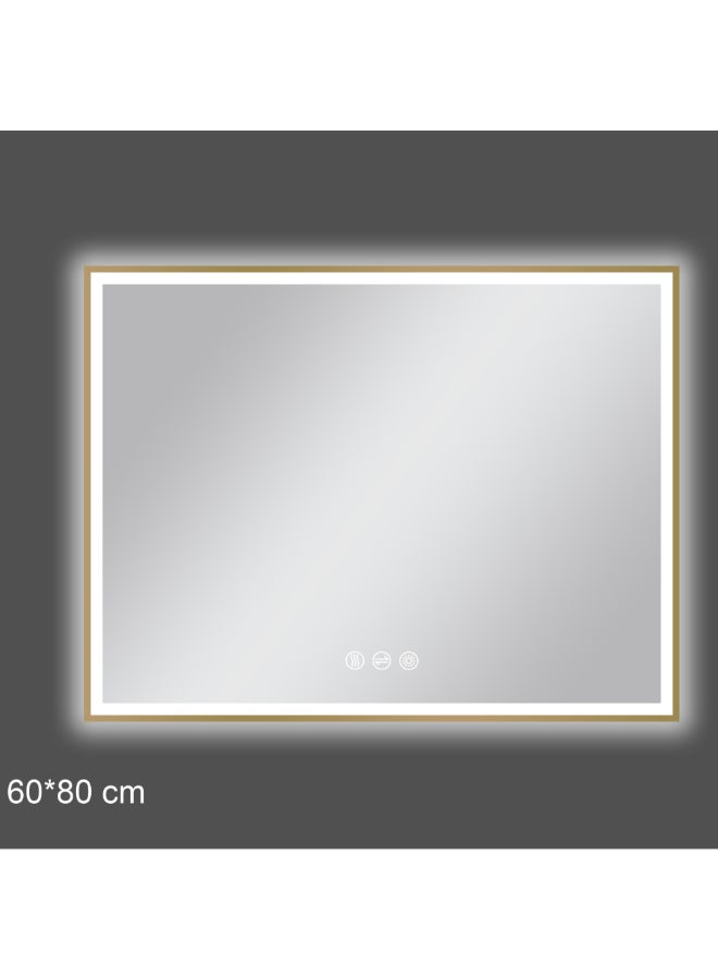 Aqua Drop Rectangular Copper Free Environmental Bathroom LED Mirror Gold 80 x 60 cm DWSF6080SSTF-BG - Image 1